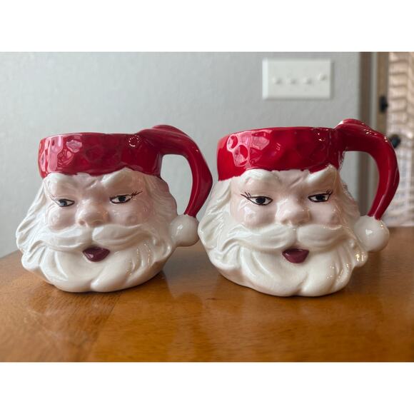 Vintage hand painted Santa Claus mugs - 70s - Christmas - unique - 8 oz - Picture 4 of 16